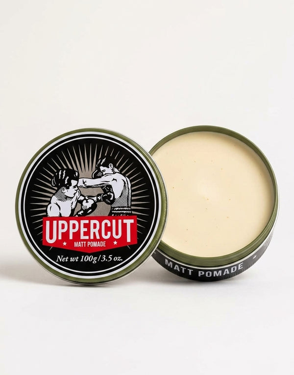 Uppercut Matte Pomade, åben krukke med indhold