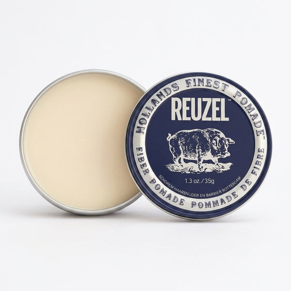 Reuzel Fiber Pomade - åben krukke med indhold