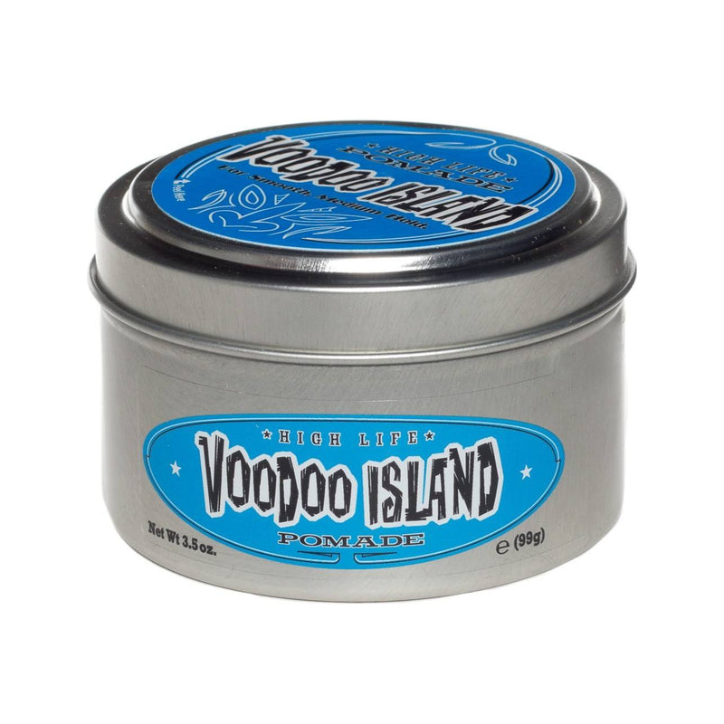 High Life Voodoo Island Pomade - blauw blik met deksel, vooraanzicht 99g