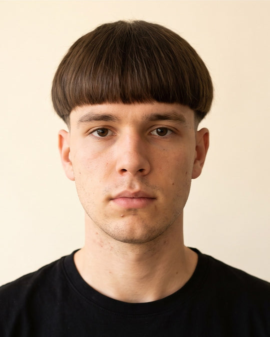 Bowl cut, Forfra