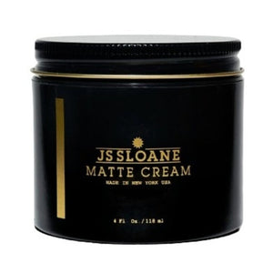 JS Sloane Matte Cream - sort krukke set forfra med guldetiket