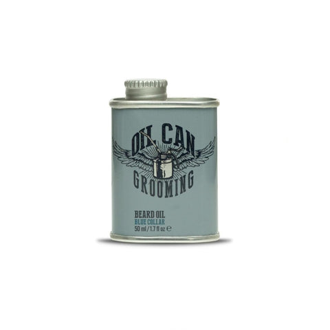 Oil Can Grooming Baardolie Blue Collar - vooraanzicht blik op witte achtergrond