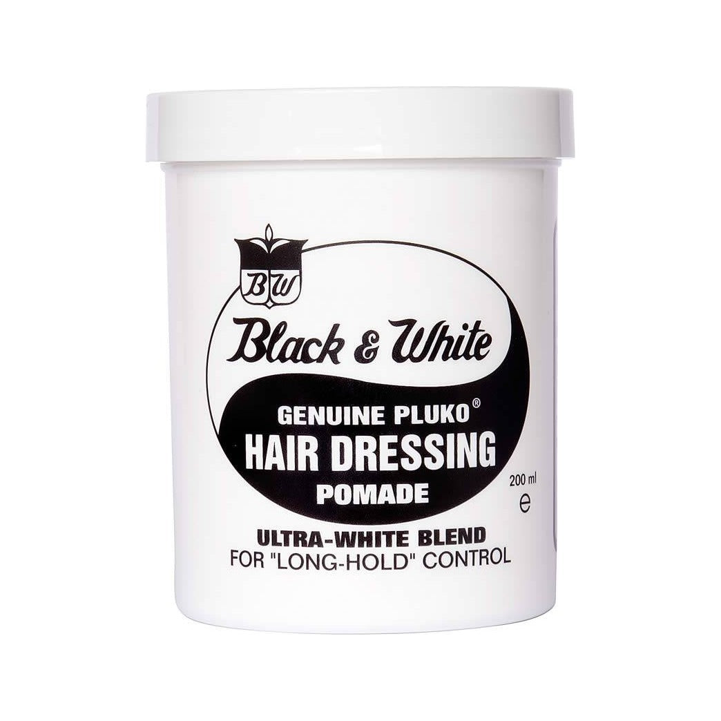 Black & White Original Pomade - hvid krukke med yin-yang logo, set forfra 200ml