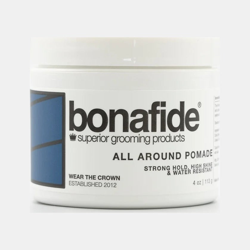 Bona Fide All Round Pomade - hvid krukke med blå etiket set forfra