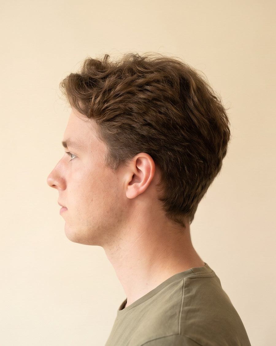 Fluffy hair: fra siden