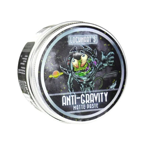 Lockhart's Anti Gravity Matte Paste - blik met ruimtemonster-illustratie, schuin aanzicht