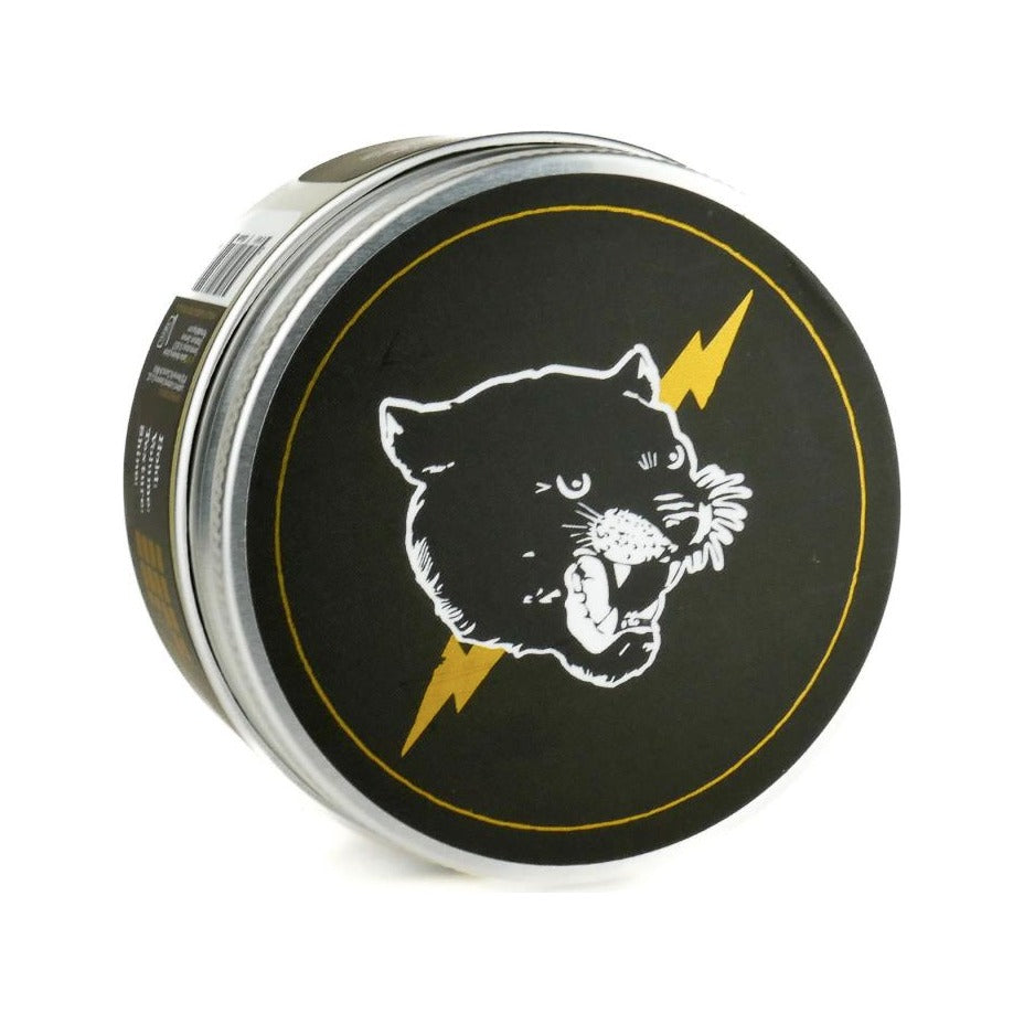 Lockhart's Paradox Sex Machine Pomade - dåse med sort låg og hvid panterillustration