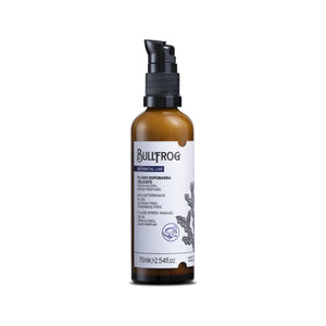 Bullfrog Mild Aftershave Fluid - set forfra, ravfarvet flaske med pumpe
