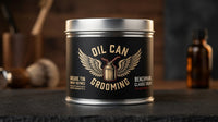 Oil Can Grooming Classic Cream - blikje vooraanzicht met deksel dicht